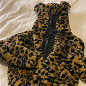 Soft cozy cheetah zip up